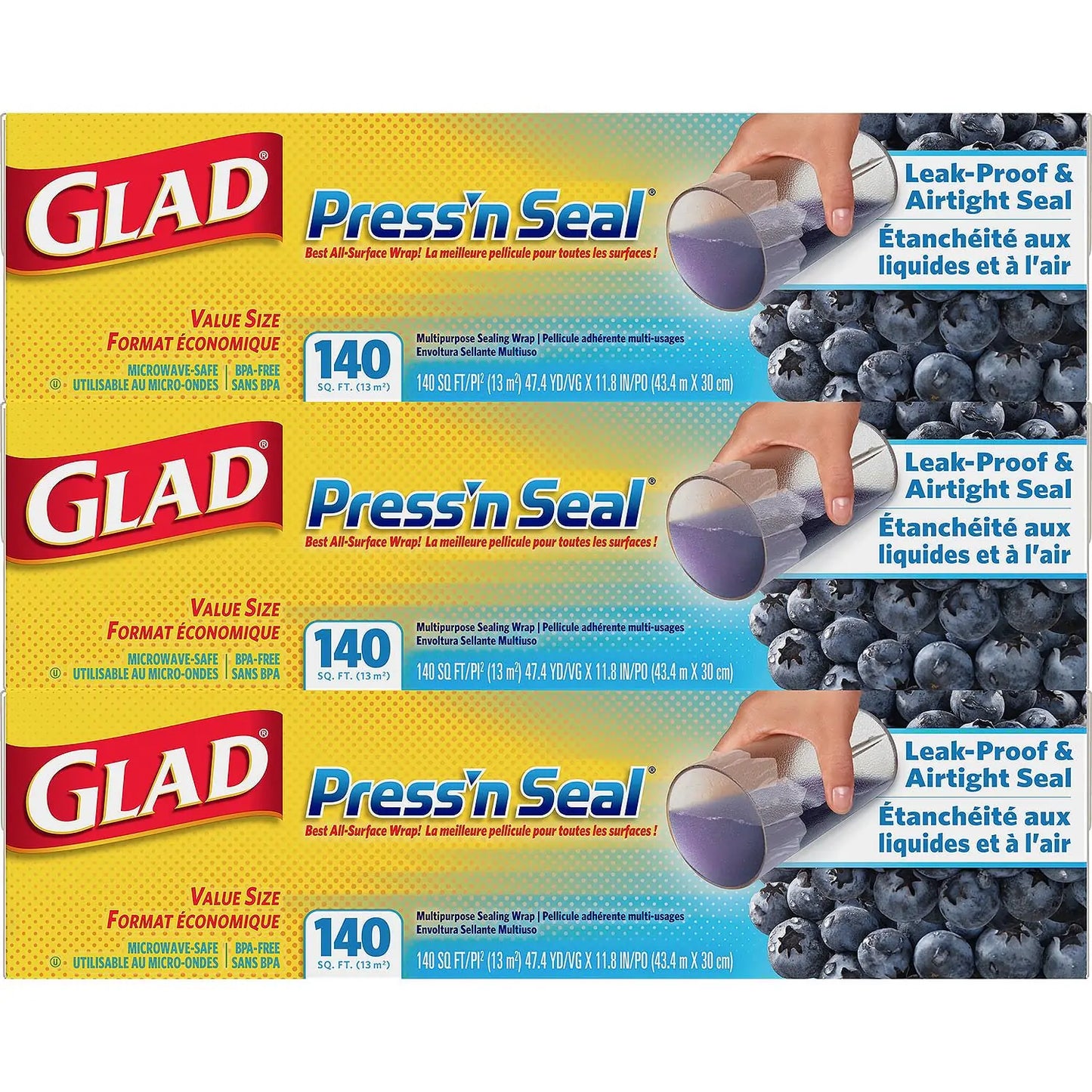 Glad Press'n Seal Food Wrap, 140 Square Foot Roll (2 Pk.)
