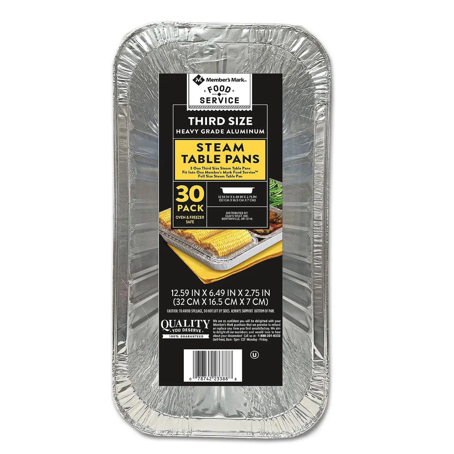 Member's Mark Aluminum Steam Table Pans, 1/3 Size (30 Ct.)