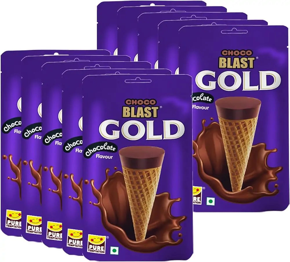 Chocoblast Chocolate Flavored Choco Filled Waffle Cone (18 GM*5)