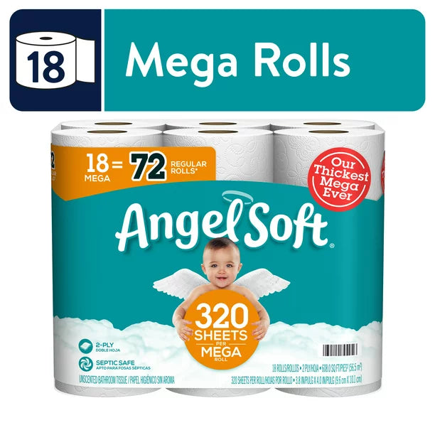 Angel Soft Toilet Paper, 18 Mega Rolls