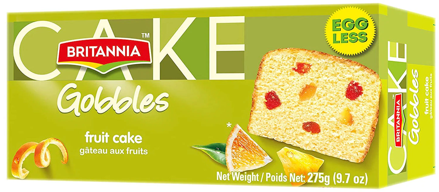 Britannia Gobbles Cake (Fruit EGGLESS ) - 9.7 OZ (275 GM)