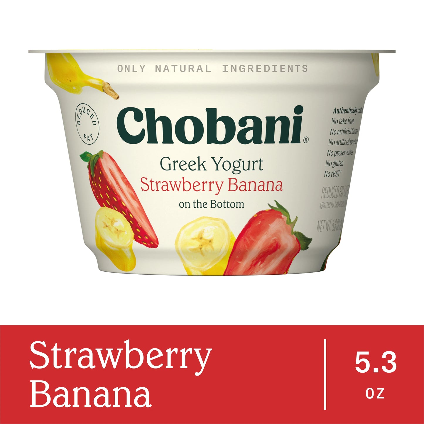 Chobani Greek Yogurt 0% Milk Fat Strawberry Banana 5.3oz
