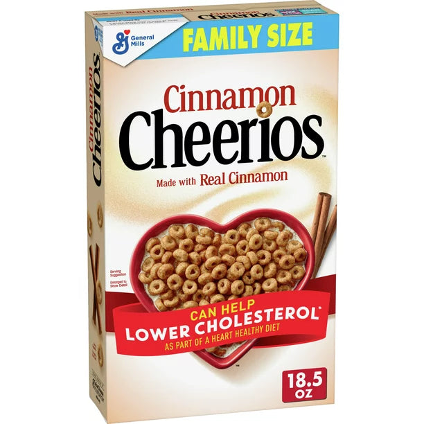Cinnamon Cheerios, Heart Healthy Cereal, 18.5 OZ Family Size Box