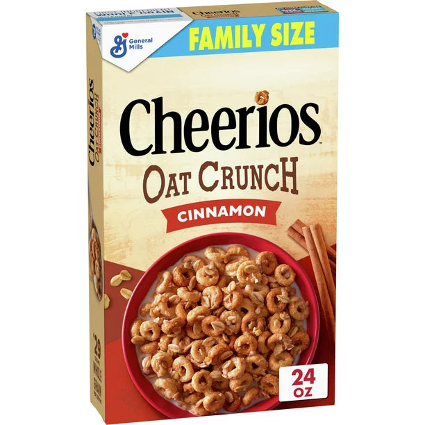 Cinnamon Oat Crunch Cheerios, Breakfast Cereal, 24 OZ Family Size Box