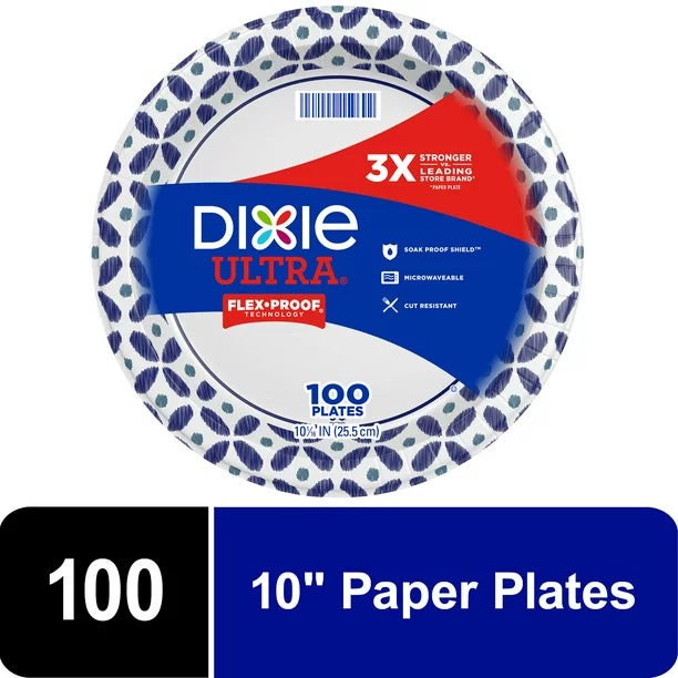 Dixie Ultra Disposable Paper Plates, 10 in, 100 count