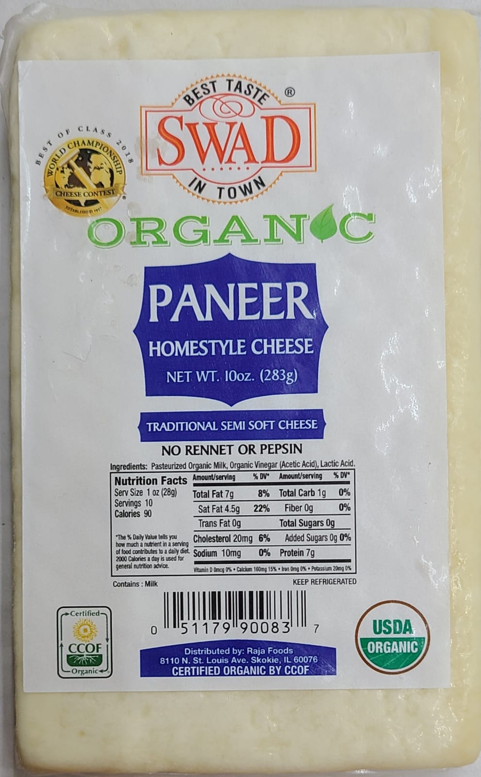Swad Organic Paneer (283g 10Oz)