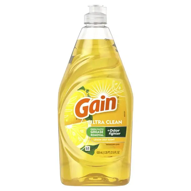 Gain Liquid Dish Soap, Lemon Scent, 21.6 Fluid Ounce