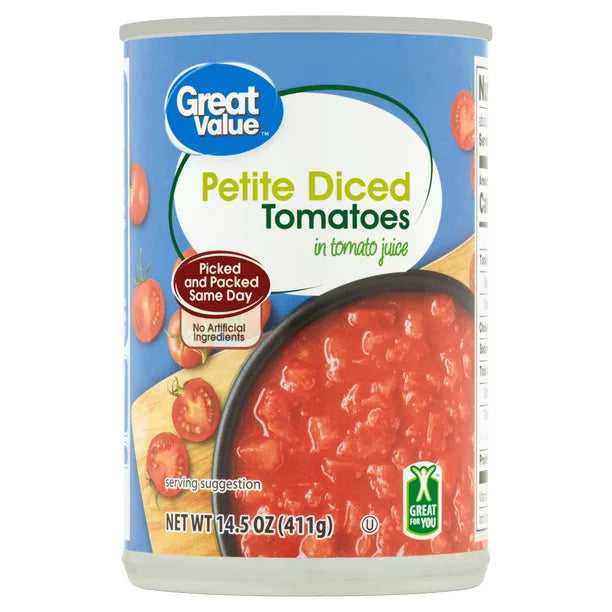 Great Value Petite Diced Tomatoes in Tomato Juice, 14.5 Oz