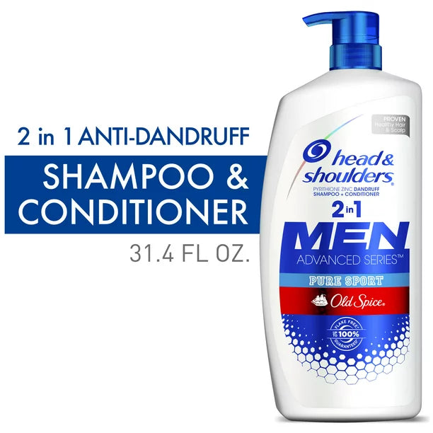 Head & Shoulders Anti Dandruff 2in1 Mens Shampoo and Conditioner, Old Spice Pure Sport, 31.4oz