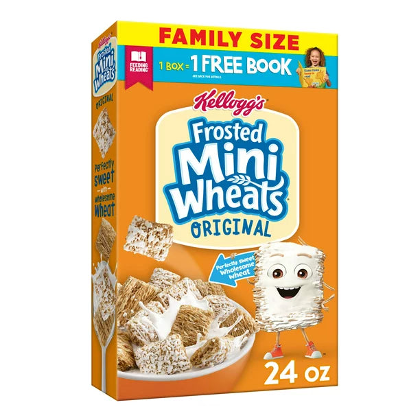 Kellogg's Frosted Mini-Wheats Breakfast Cereal, High Fiber, Original, 24 Oz, Box