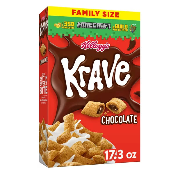 Kellogg's Krave Breakfast Cereal, Chocolate, 17.3 Oz, Box