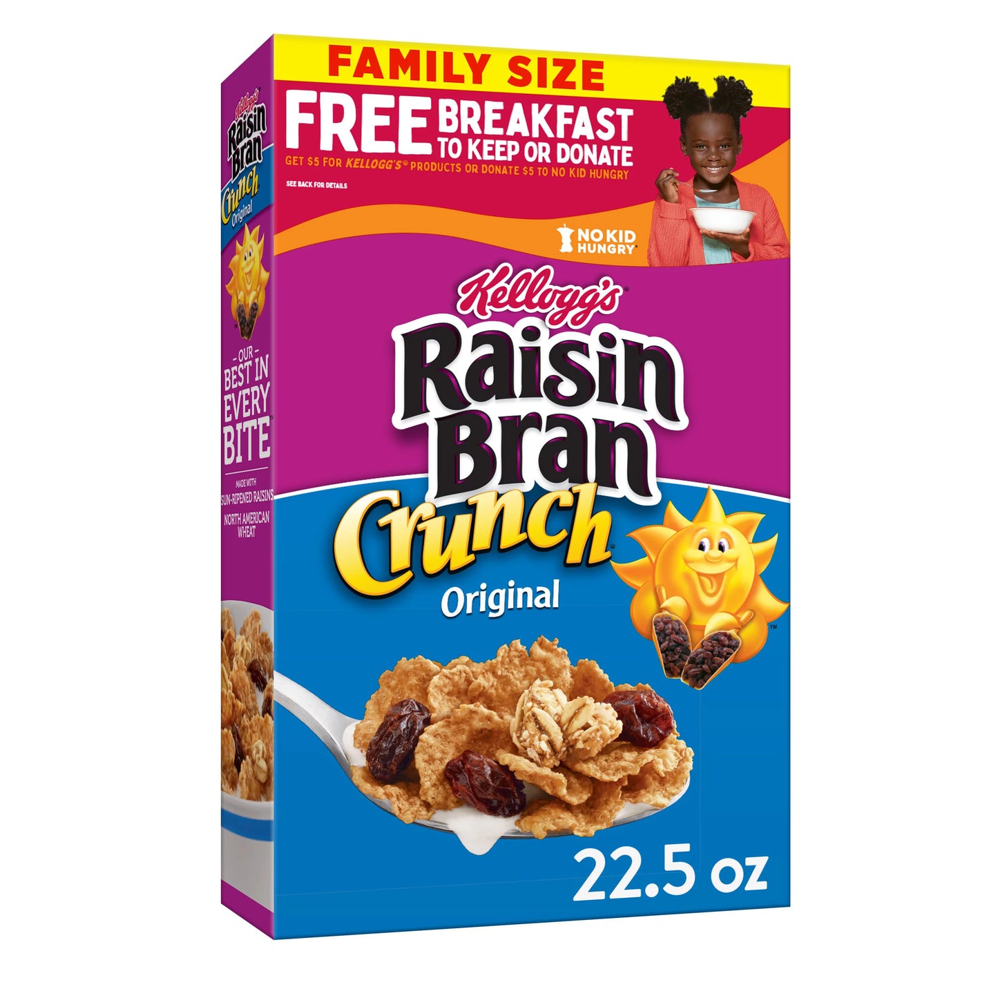 Kellogg's Raisin Bran Crunch Breakfast Cereal, Original, 22.5 Oz, Box