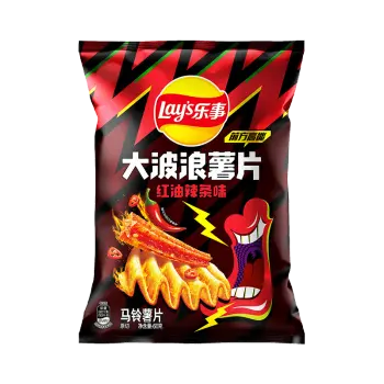 Lay's Red Spicy Strips Flavored Potato Chips 60gm