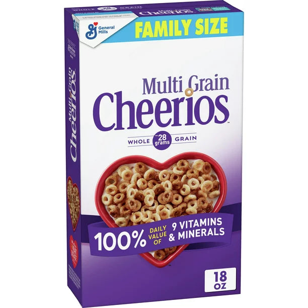 Multi Grain Cheerios Heart Healthy Cereal, 18 OZ Family Size Cereal Box