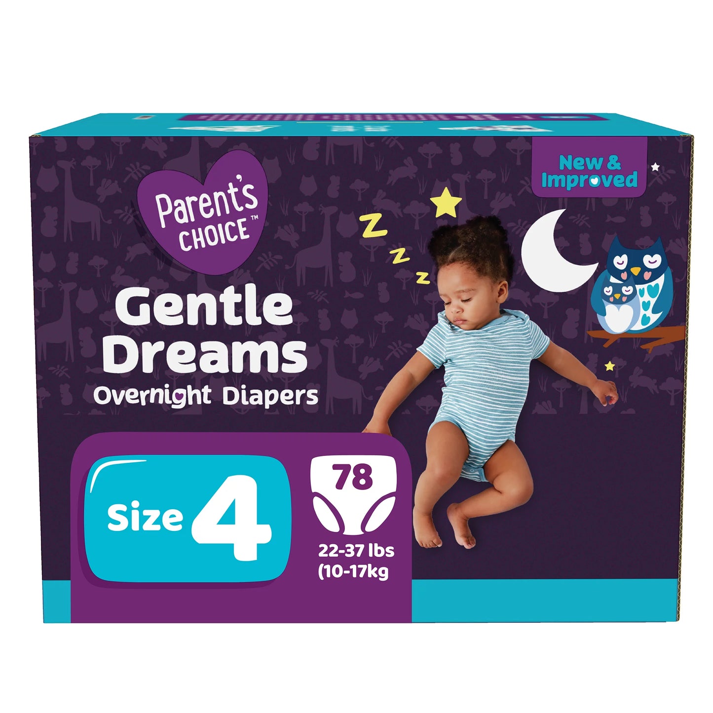 Parent's Choice Gentle Dreams Overnight Diapers, Size 4, 78 Count