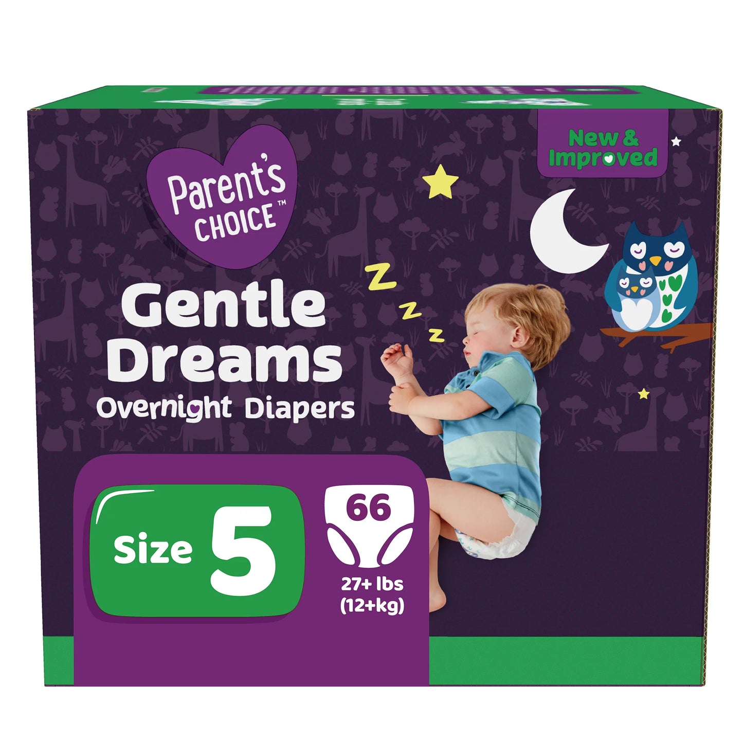 Parent's Choice Gentle Dreams Overnight Diapers, Size 5, 66 Count