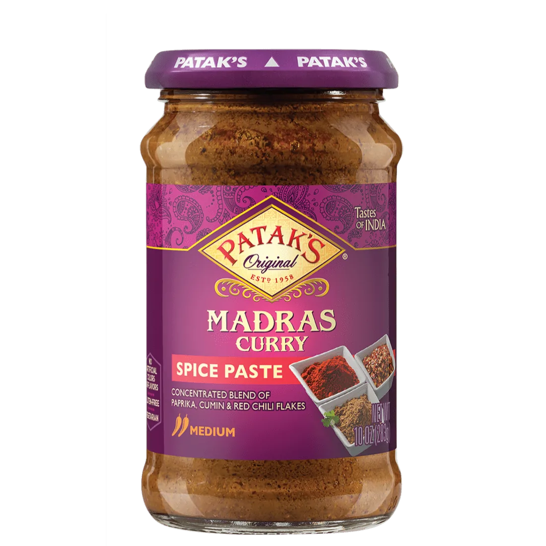 Patak's Madras Curry Spice Paste (MEDIUM) - 10 OZ