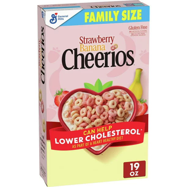 Strawberry Banana Cheerios, Heart Healthy Cereal, 19 OZ Family Box