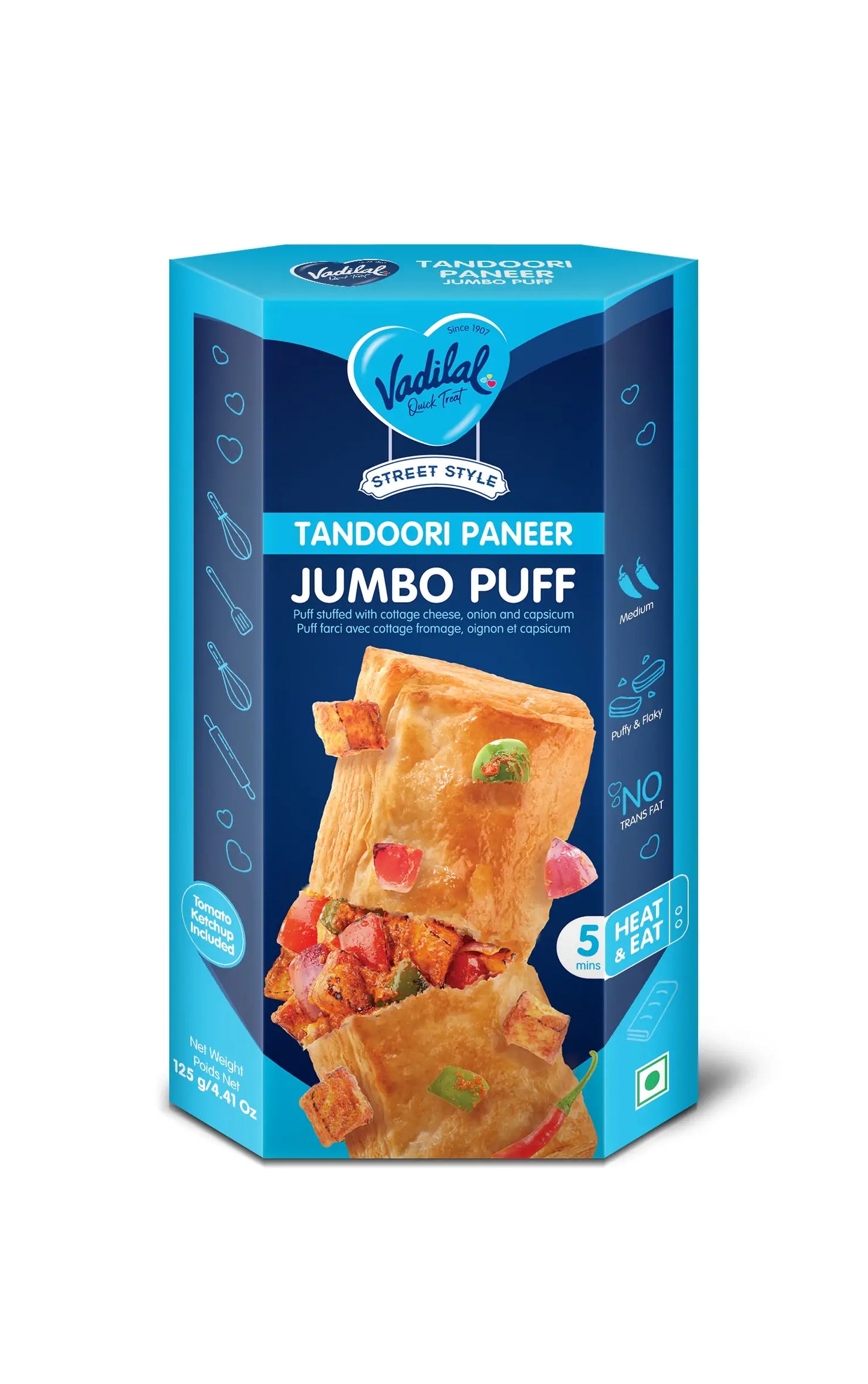 Vadilal Tandoori Paneer Jumbo Puff (125 GM - 4.40 OZ)