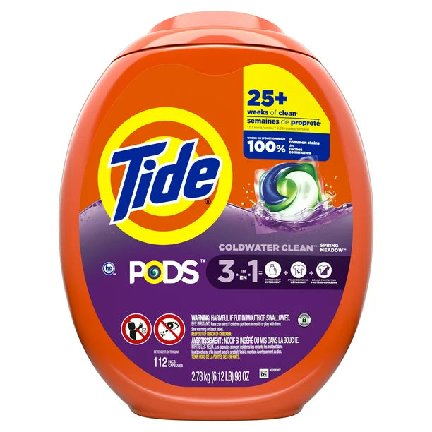 Tide PODS Liquid Laundry Detergent pacs, Spring Meadow Scent, 112 count