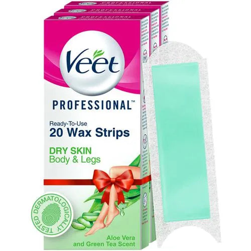 Veet Professional Waxing Strips Kit for Dry Skin - 20 Strips
