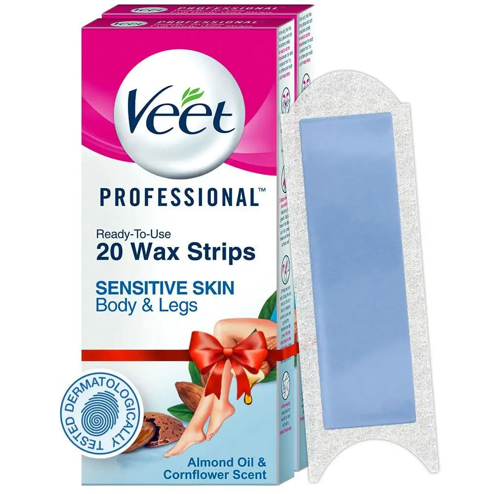 Veet Professional Waxing Strips Kit for Sensitive Skin - 20 Strips