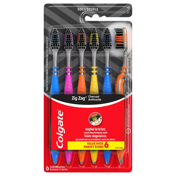 Colgate Zig Zag Deep Clean Manual Toothbrush, Soft, 6 Count