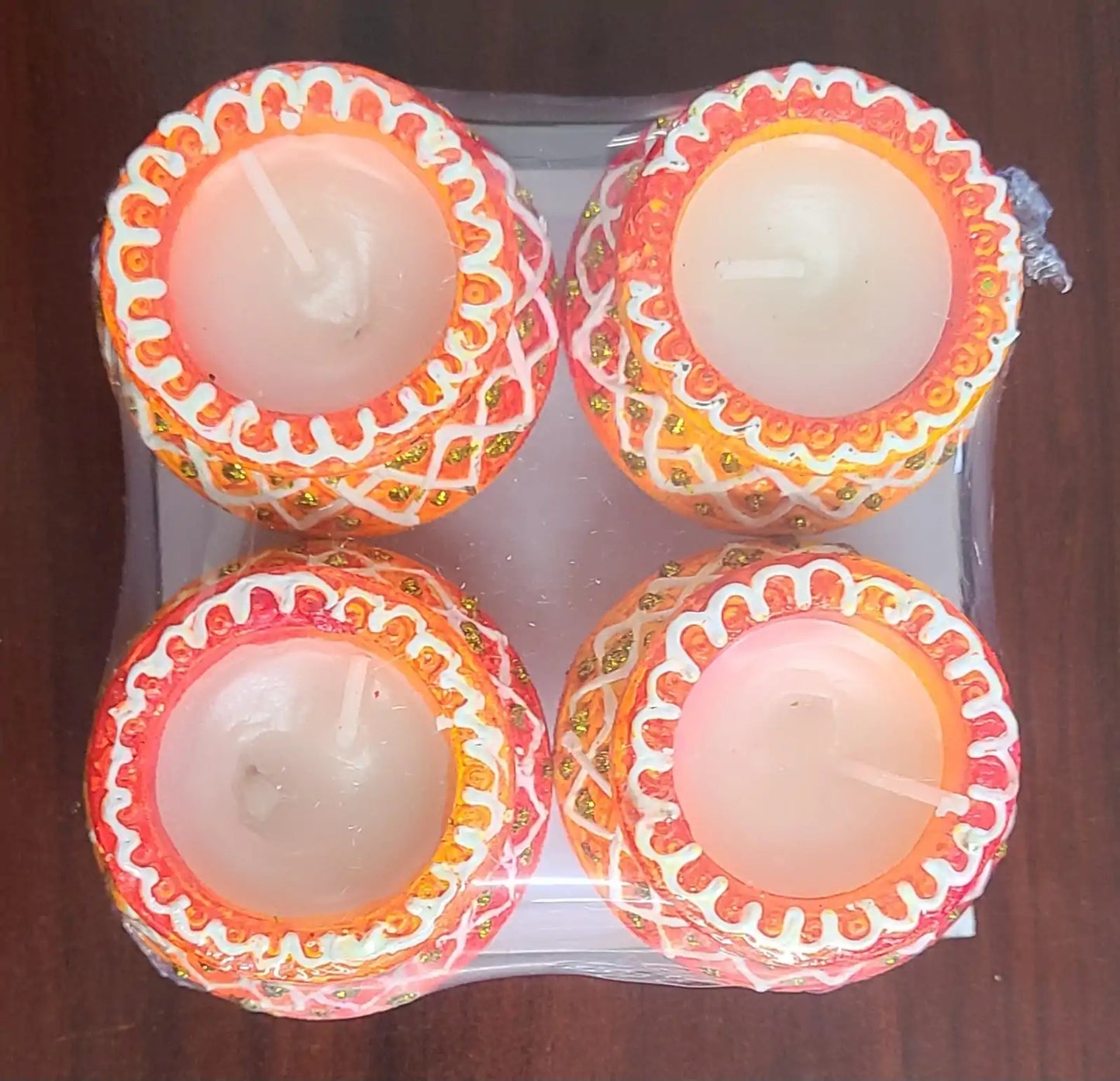 Designer Matki Diya with Wax - 4 PCS
