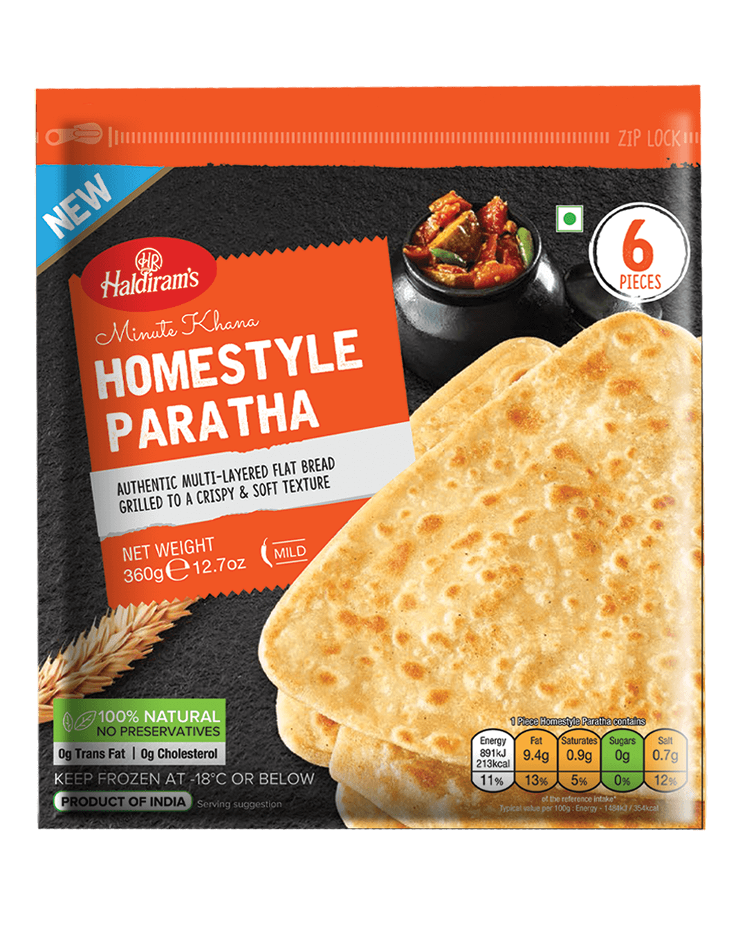 Haldiram's Frozen Homestyle Homestyle Paratha 6pcs