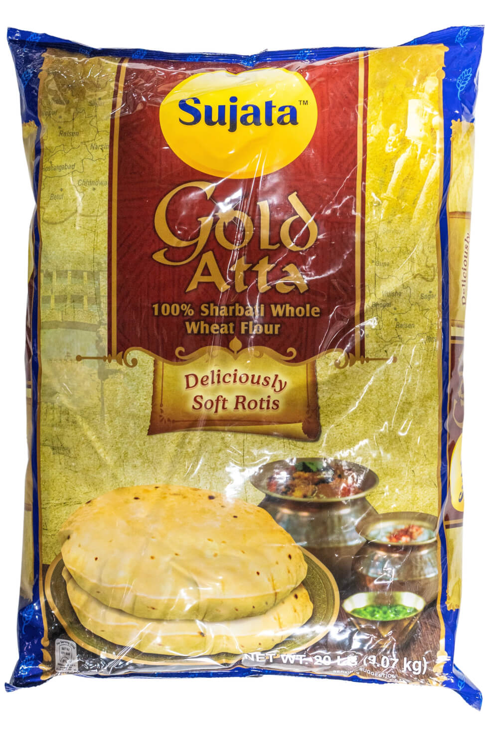 Sujata 100% Sharbati Whole Wheat Gold Atta 20 LB