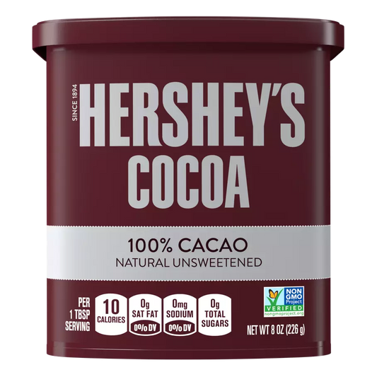 HERSHEY'S COCOA 100% Cacao Natural Unsweetened, 8 oz can