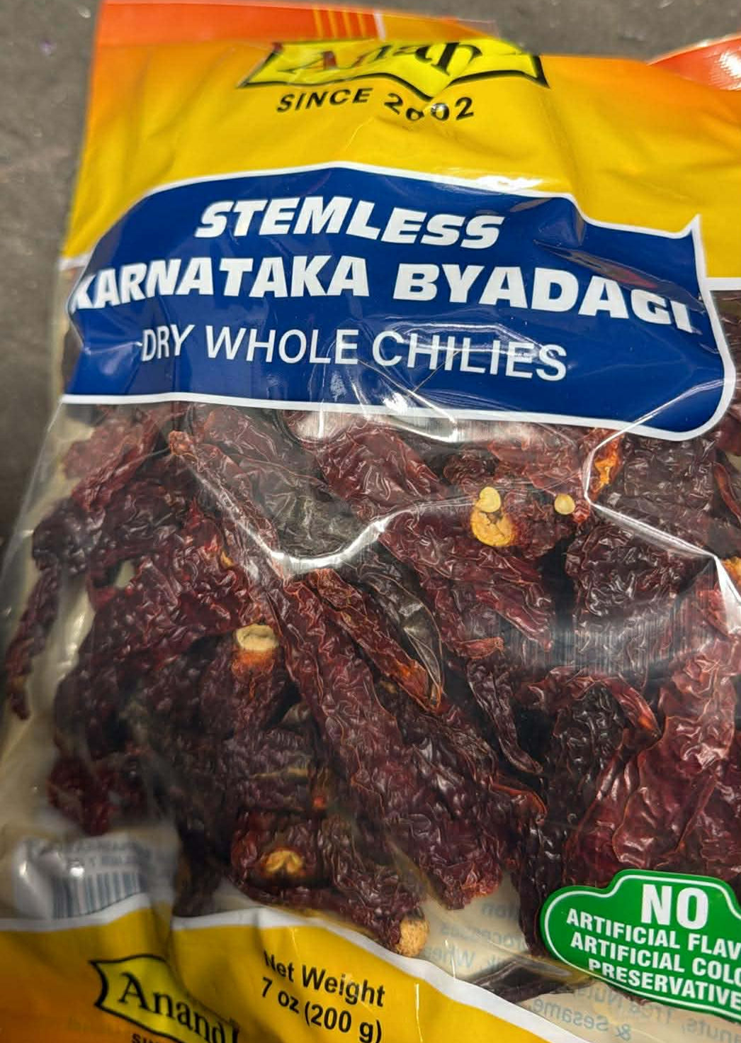 Anand Byadagi Karnataka Dry Whole Chillies 200gm