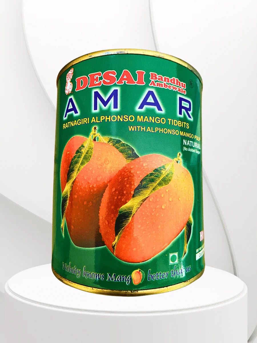 Desai Amar Ratnagiri Alphonso Mango Pulp with Alphonso Mango Tidbits Natural
