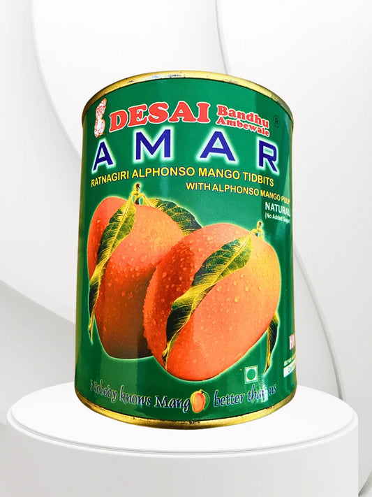 Desai Amar Ratnagiri Alphonso Mango Pulp with Alphonso Mango Tidbits Natural