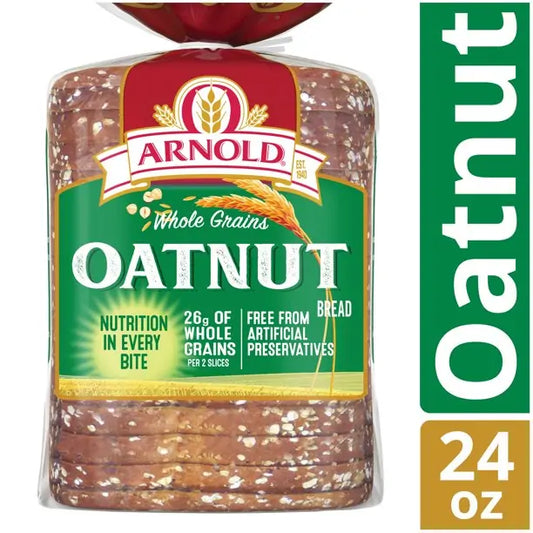 Arnold Whole Grains Oatnut Bread, Free from Artificial Preservatives (24 OZ)