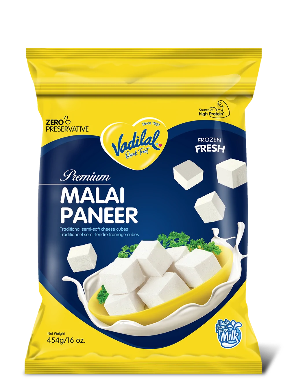 Vadilal Malai Paneer Cubes - 16 OZ (454 GM)