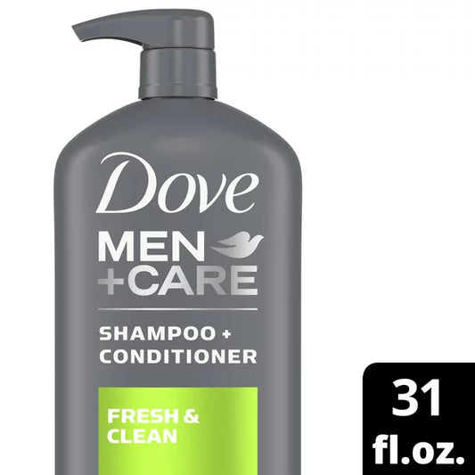 Dove Men+Care Scalp Care 2 in 1 Shampoo and Conditioner, Fresh & Clean Scent for All Hair Types, 31 fl oz