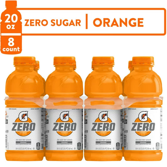 Gatorade G Zero Thirst Quencher, Orange, 20 fl oz, 8 Pack Bottles