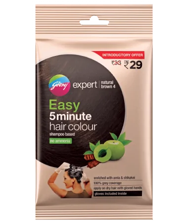 Godrej Expert Easy 5 Minute Shampoo Based Hair Colour - Natural Brown (20 ML)