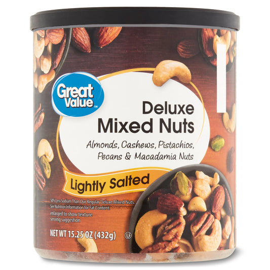 Great Value Lightly Salted, Deluxe Mixed Nuts, 15.25 oz