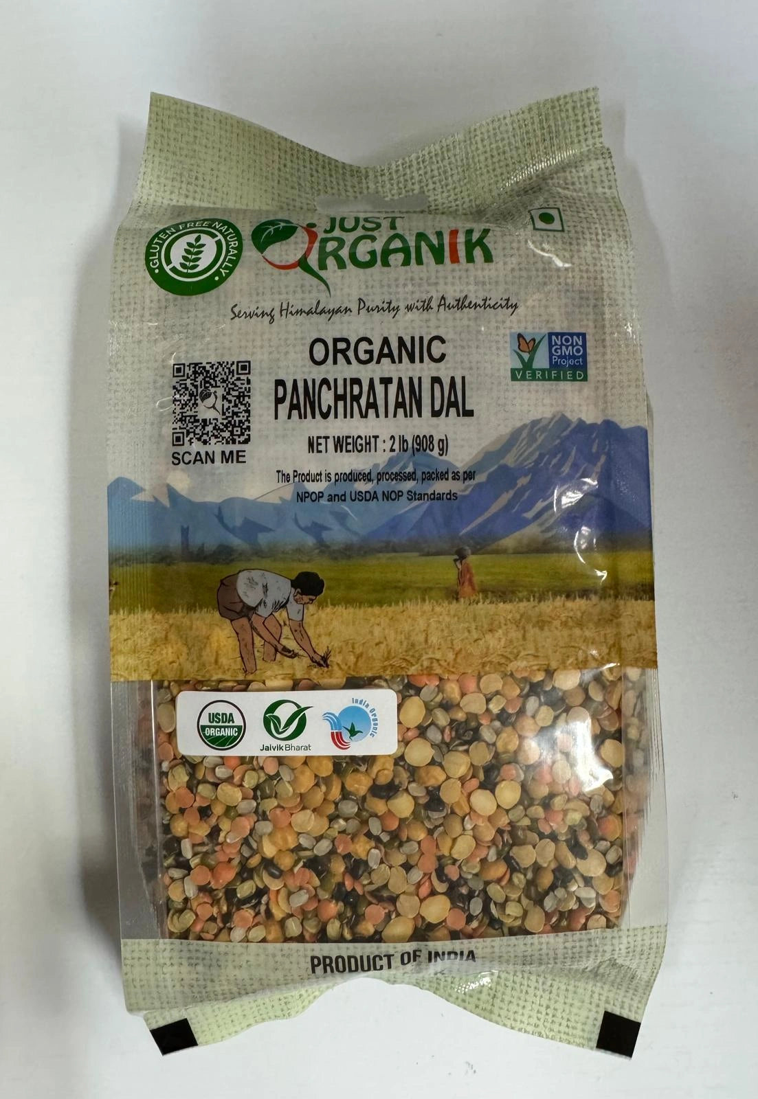 Just Organic Organic Panchratan Dal - 2 LB (908 GM)