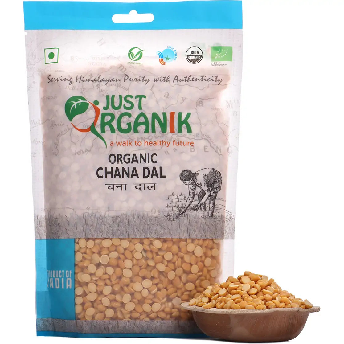 Just Organik Organic Chana Dal - 2 LB (908 GM)