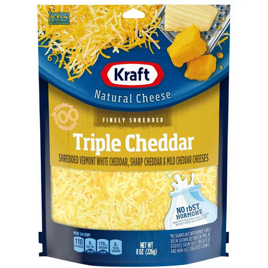 Kraft Triple Cheddar Finely Shredded Cheese, 8 oz Bag