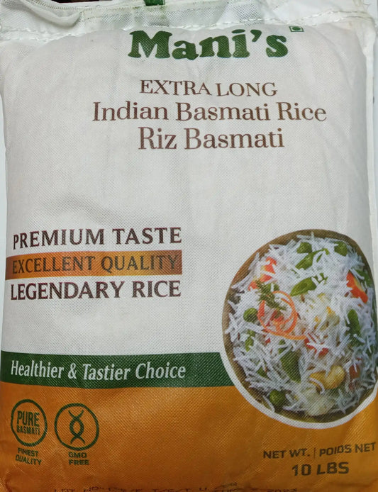 Mani's Extra Long Indian Basmati Rice (10 LB)