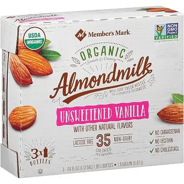 Member's Mark Organic Unsweetened Vanilla Almondmilk (2 Pk., 64 Oz.)