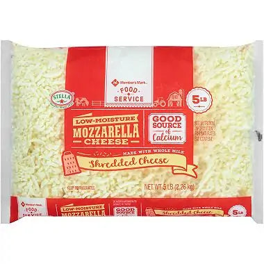 Member's Mark Shredded Mozzarella Cheese, Whole Milk Low-moisture (5 Lbs.)