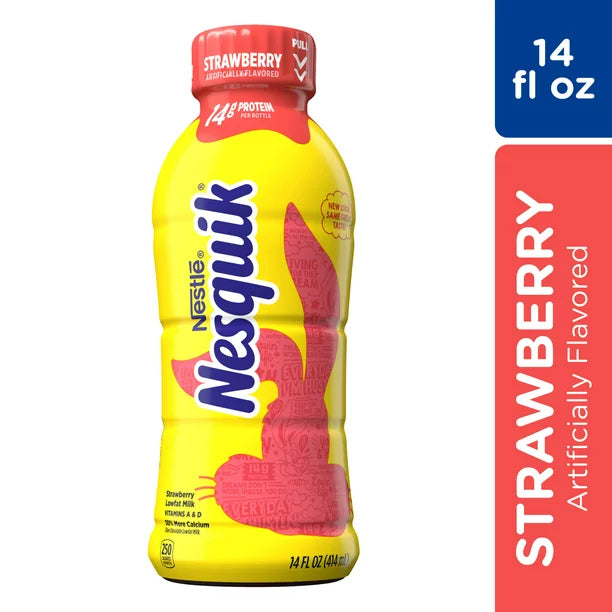 Nestle Nesquik Strawberry Flavored Lowfat Milk, Ready to Drink, 14 fl oz