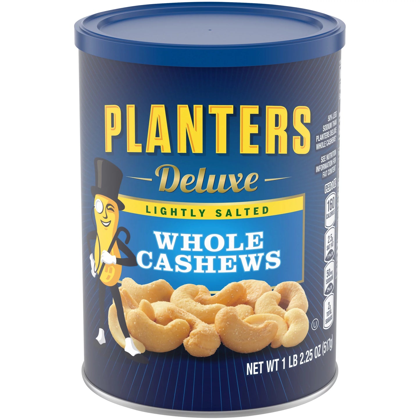 Planters Deluxe Lightly Salted Whole Cashews, 18.25 oz Canister