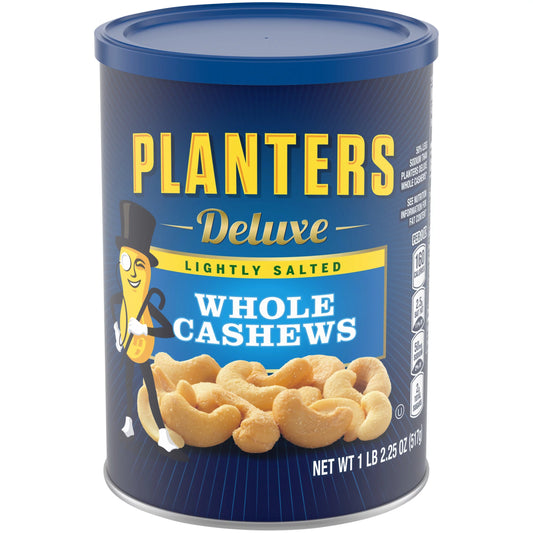 Planters Deluxe Lightly Salted Whole Cashews, 18.25 oz Canister