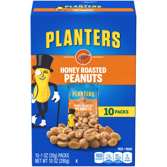 Planters Honey Roasted Peanuts, 10 ct Box, 1 oz Packs